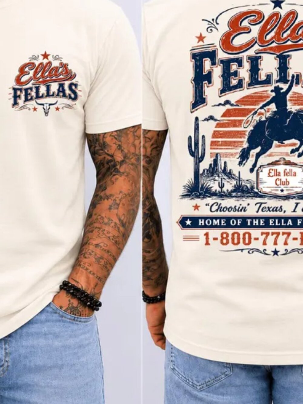Ellas Fellas Club T-shirt, Western Country Concert Graphic Tee 276